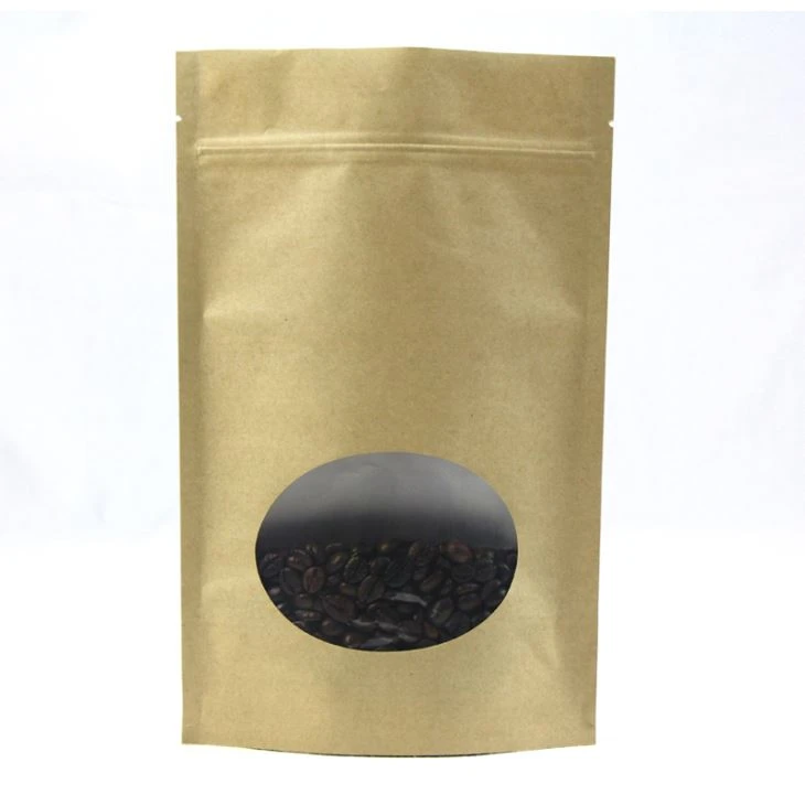 Kertas Kraft Berdiri Kantong Kopi Dengan Jendela