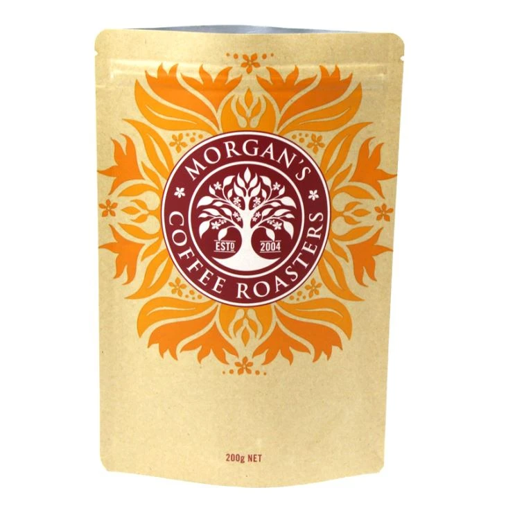 Kertas Kraft Berdiri Zipper Coffee Bag Dengan Vlave