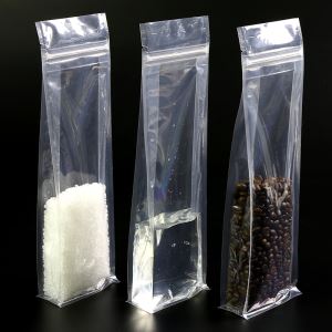 Clear Square 200g Plastik Kantong Bawah Datar Dengan Kunci Zip