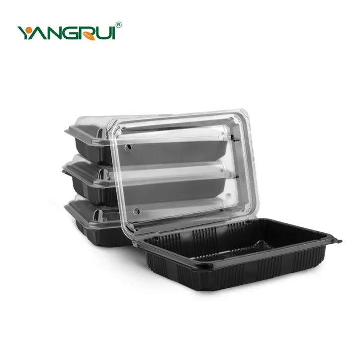 8x5.5inch Dua Warna Hitam Bawah Jelas Tutup Berengsel Take Away To Go Food Containers
