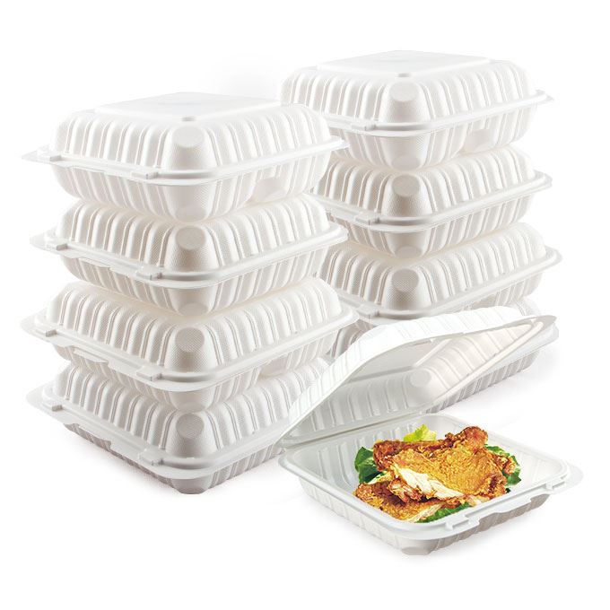 Biodegradable Clamshell Takeaway Wadah Makanan Sekali Pakai Bento Lunch Box Takeaway PP Plastik Kotak Makanan Dengan Vented