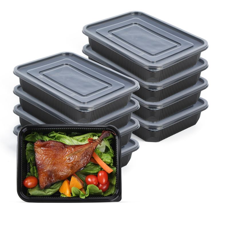 850ml Wadah Makanan Segar Plastik Sekali Pakai 3 Kompartemen Microwave Aman F...