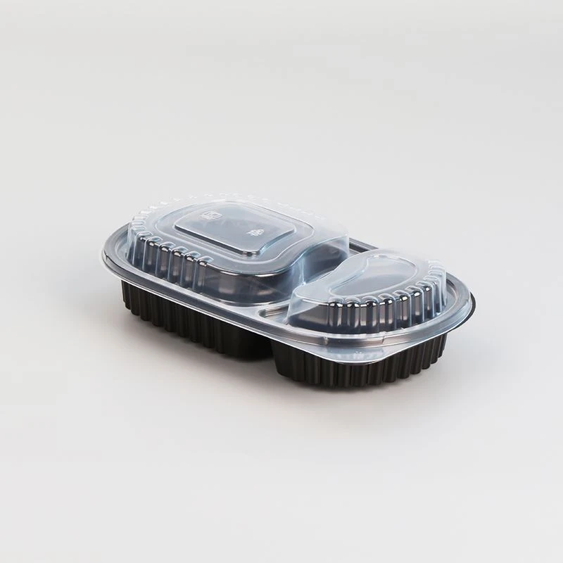 9x9x3 Biodegradable Microwave 3 Kompartemen Wadah Makanan Bebas BPA Dengan Tu...
