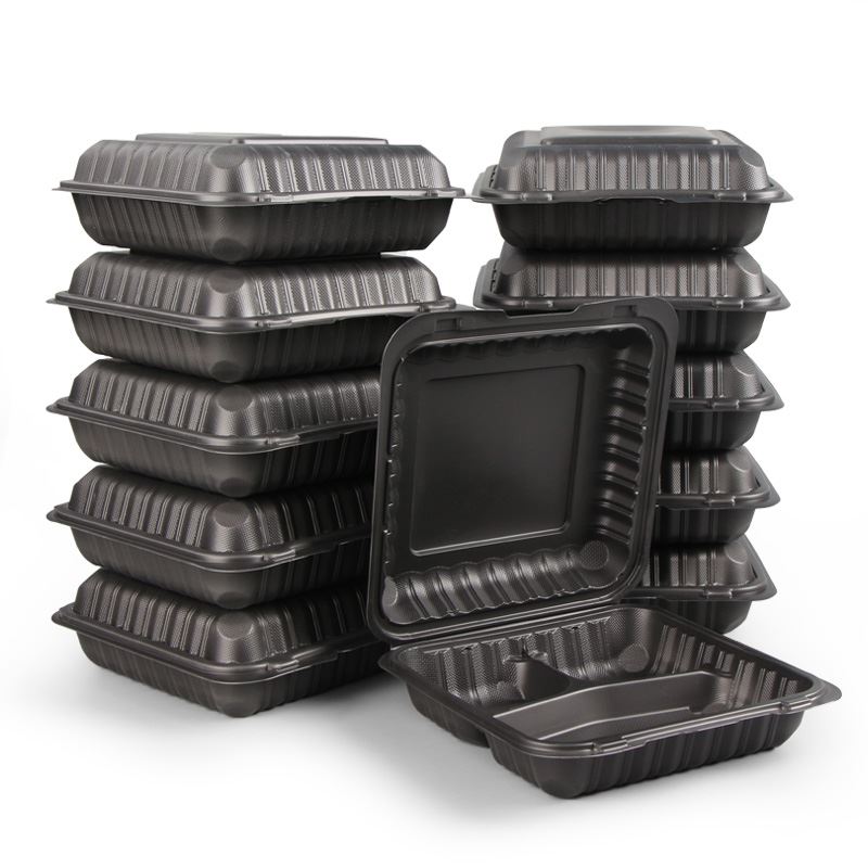 Clamshell menyesuaikan makanan plastik sekali pakai microwave warna hitam men...