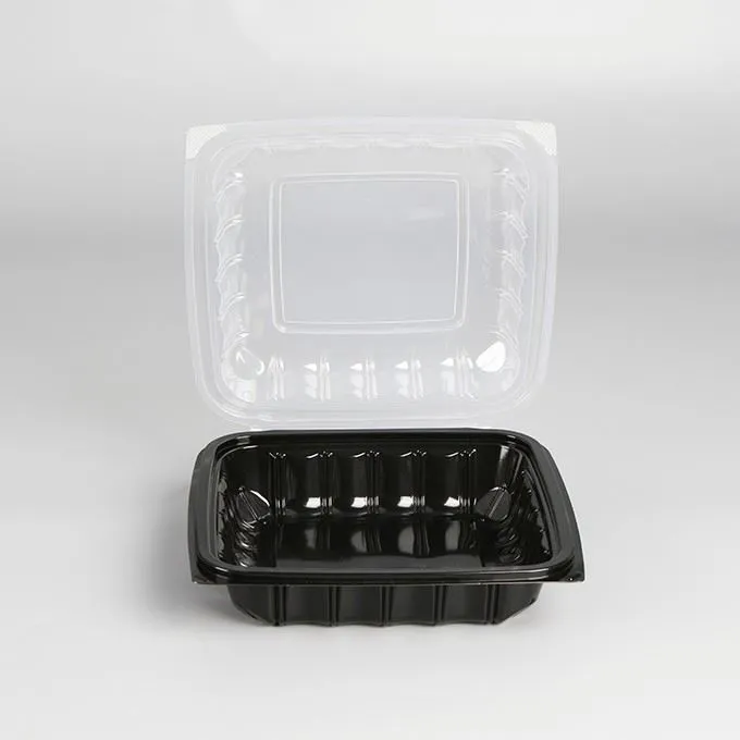 New Arrival Dual Color Food Grade Plastic Lunch Box Disposable Hinged Lid Takeout Box Deli Food Container For Super Market